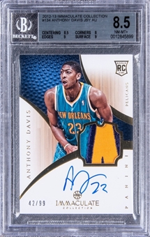 2012-13 Panini Immaculate Collection #134 Anthony Davis Signed Patch Rookie Card (#42/99) - BGS NM-MT+ 8.5/ BGS 10